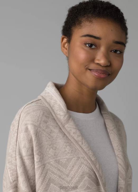 prAna Women Sevie Cardigan 604H240 Clothing Pebble Grey Intarsia