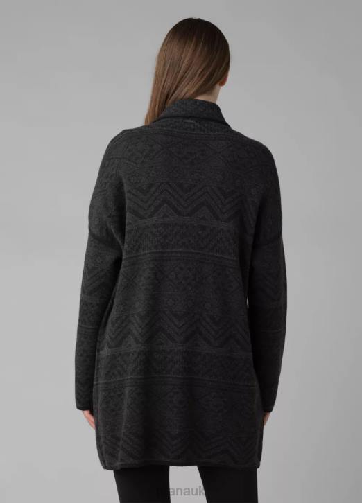 prAna Women Sevie Cardigan 604H241 Clothing Charcoal Intarsia