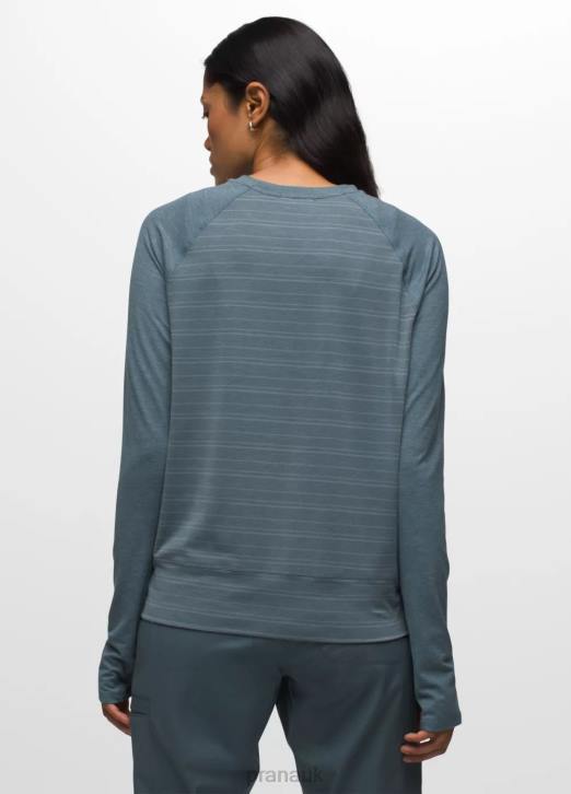 prAna Women Sol Searcher Long Sleeve Top 604H214 Clothing Weathered Blue Stripe