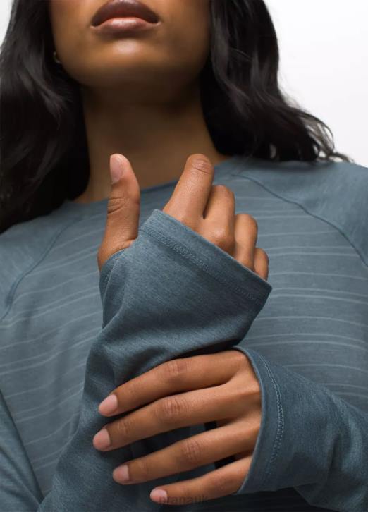 prAna Women Sol Searcher Long Sleeve Top 604H214 Clothing Weathered Blue Stripe