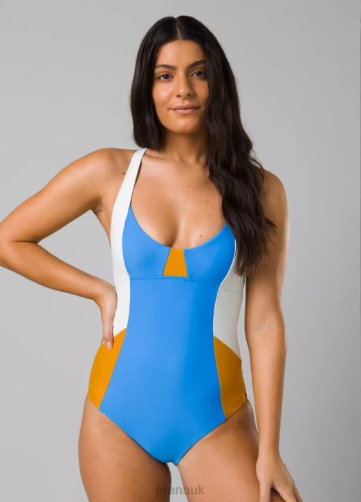 prAna Women Tulum One Piece 604H633 Swim Clear Sky Colorblock